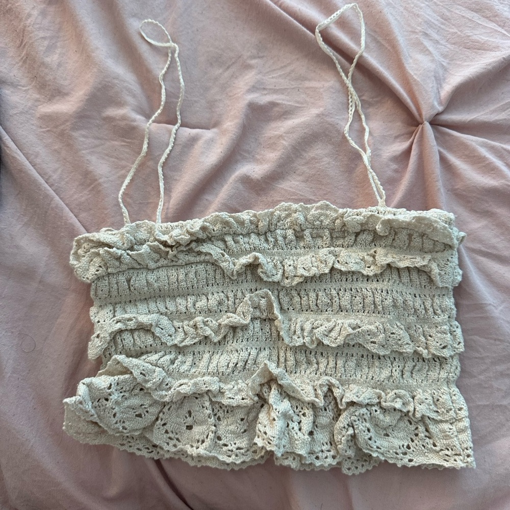 Zara Cream Textured Knit Top